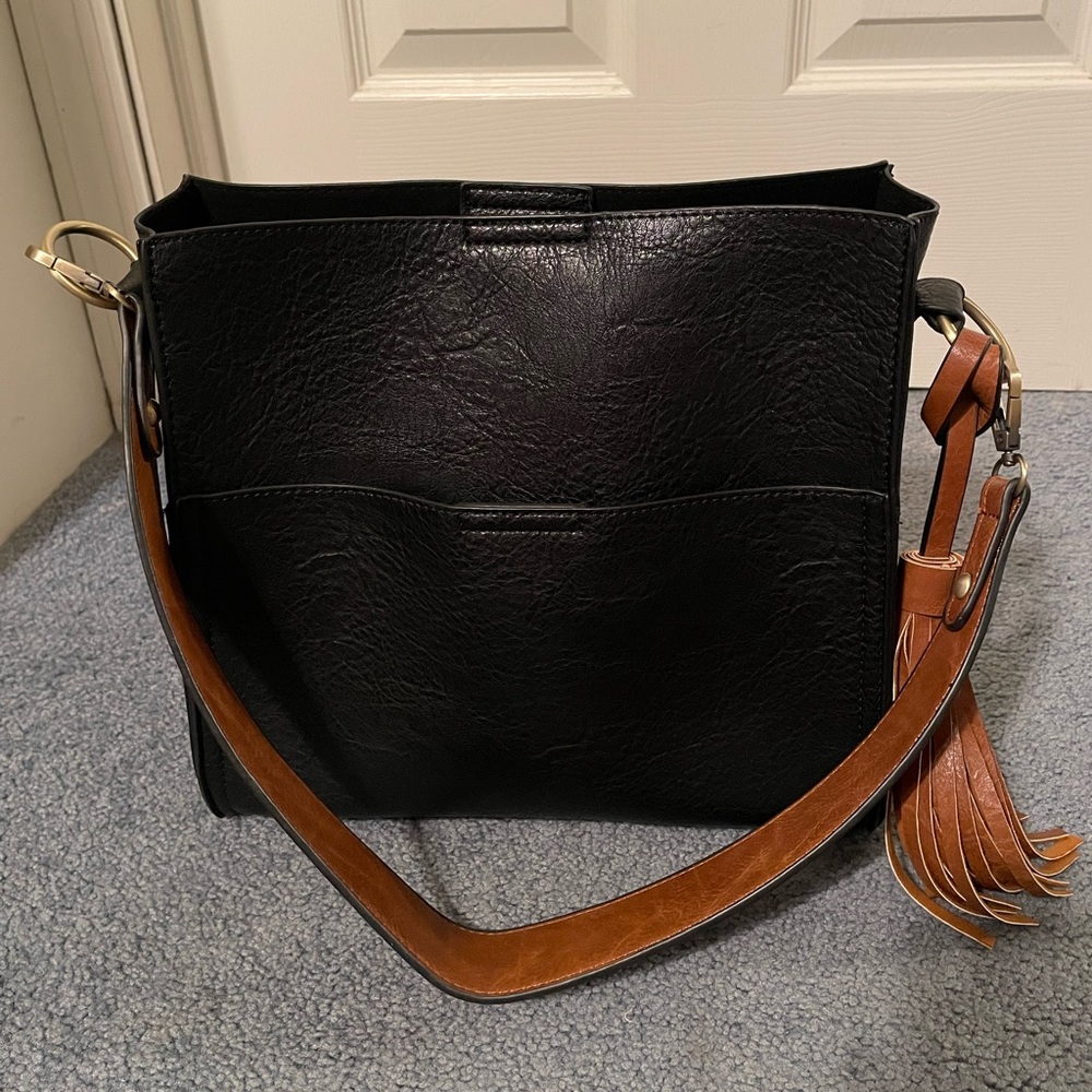 Black genuine leather purse